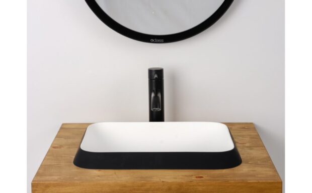 Semi-recessed washbasin 18" - Harmony Black / white