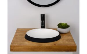 Semi-recessed washbasin 15" - Carribbean Black / white