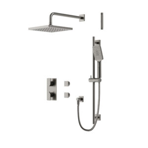 Kit de garniture de douche thermostatique à 2 voies partagées (nickel brossé), VALVE NON INCLUSE