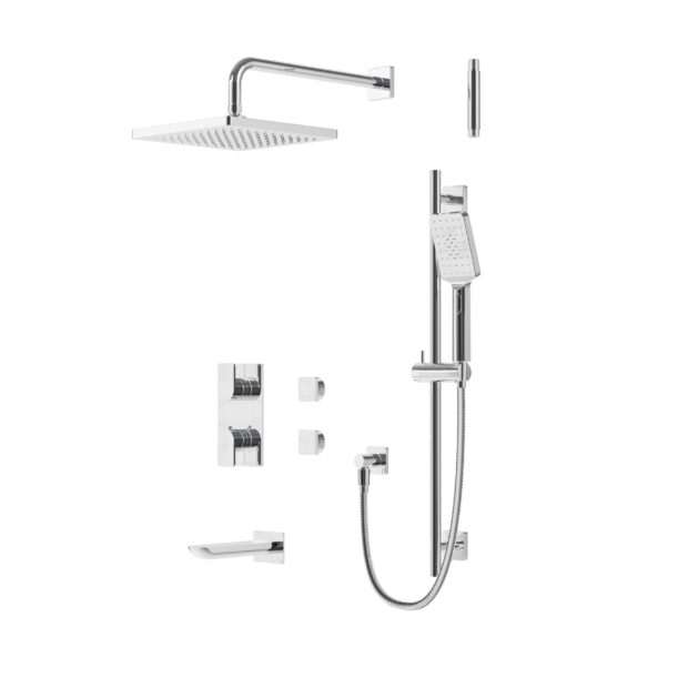 Square rounded thermostatic shower trim kit 3-way shared (chrome), VALVE NOT INCLUDED