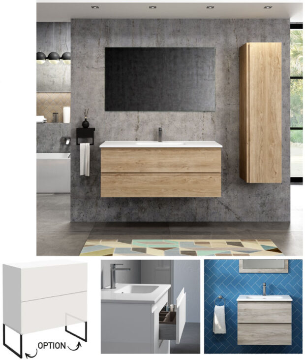 AKTUELL VIENNA 120-47'' VANITY WITH WHITE PORCELAINE SINK IN NATURAL OAK