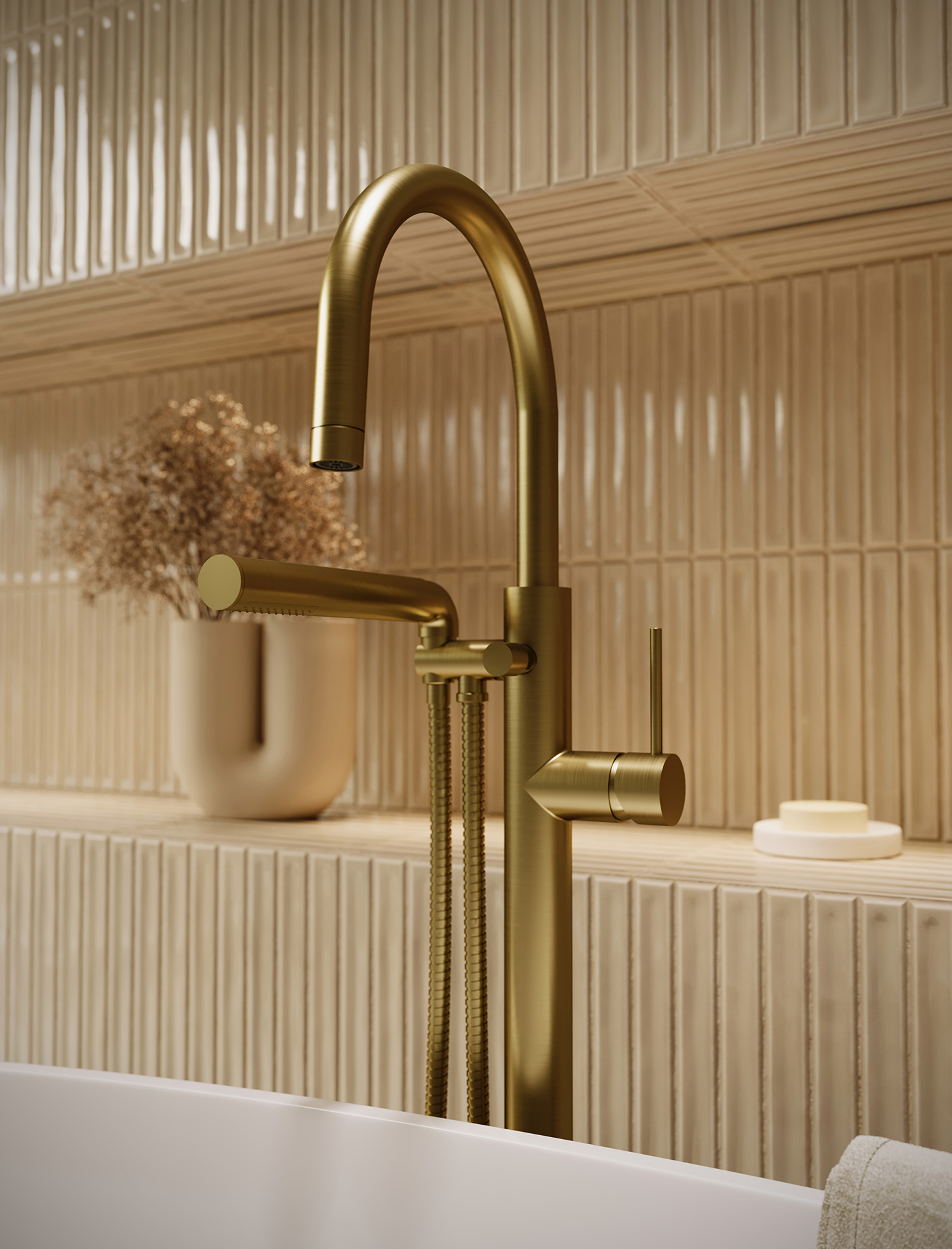 Umix robinet de bain au sol avec douchette (sunset)