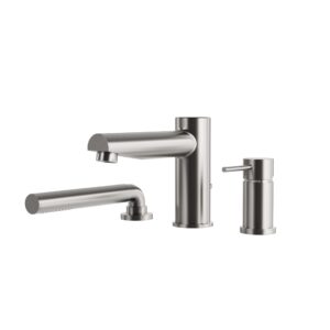 AQUABRASS XPRESS Volare 3-piece deckmount tub filler with handshower (brushed nickel)