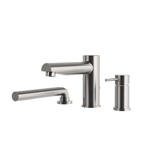 AQUABRASS XPRESS Volare 3-piece deckmount tub filler with handshower (brushed nickel)
