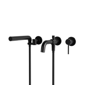 AQUABRASS XPRESS Umix 3-piece wallmount tub filler (black)  Rough-in not included