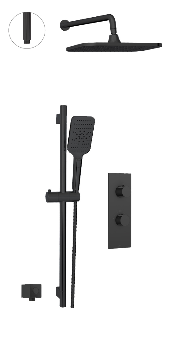 AQUABRASS Shower faucet MIAMIBOXCDN2 (electro black), VALVE NOT INCLUDED