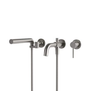 AQUABRASS XPRESS Umix 3-piece wallmount tub filler (brushed nickel) Rough-in not included
