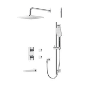 Square thermostatic shower trim kit 3-way shared (chrome), VALVE NOT INCLUDED