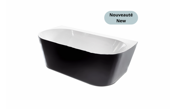 ODASS MELIA 59 Freestanding wall-mounted bathtub 59" - Melia II glossy white interior and matte black exterior