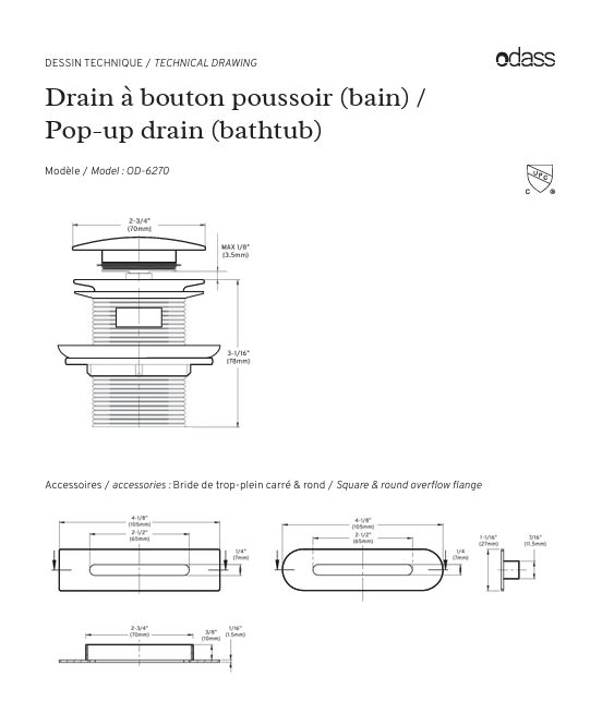 Drain and overflow plate - matte black