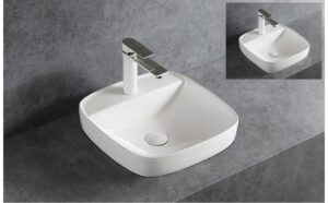 Semi-recessed washbasin 17" - Porta white