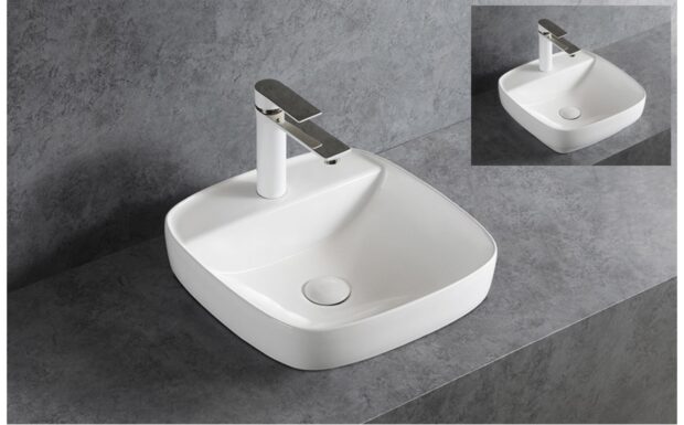 Semi-recessed washbasin 17" - Porta white