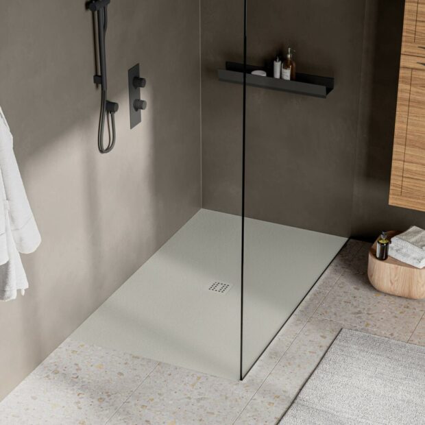 STONETOUCH 60″X36″ WATERPROOF™ RIGHT CORNER SHOWER BASE IN GREY MATTE