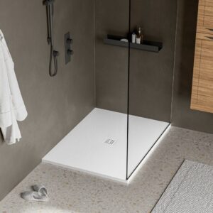 STONETOUCH 48″X36″ WATERPROOF™ RIGHT CORNER SHOWER BASE IN WHITE MATTE