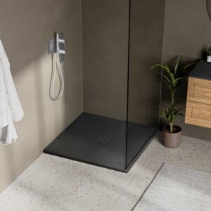 STONETOUCH 36″ WATERPROOF™ CORNER SHOWER BASE IN BLACK MATTE