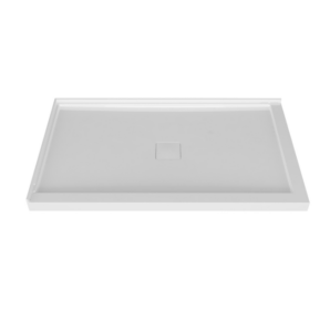 ZITTA Shower base 48" x 36", in a corner, wall on the left side, in glossy white with Magnetic cover cap tray