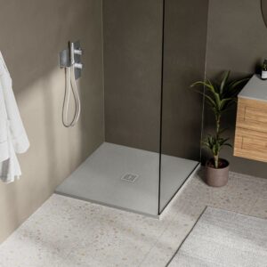 STONETOUCH 36″ WATERPROOF™ CORNER SHOWER BASE IN GREY MATTE