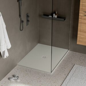 STONETOUCH 48″X36″ WATERPROOF™ RIGHT CORNER SHOWER BASE IN GREY MATTE
