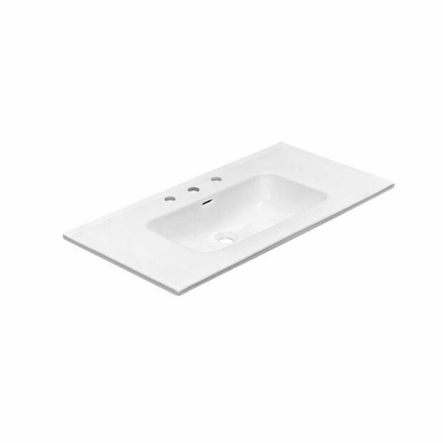 STONETOUCH PORTO 36" WHITE PORCELAIN VANITY TOP - 3 HOLES ( FOR RUNWAY & DEVILLE 36" VANITY )