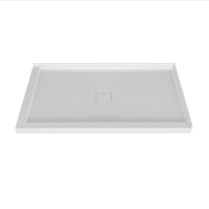 ZITTA Shower base 48" x 36", in a corner, wall on the right side, in glossy white with Magnetic cover cap tray