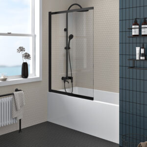 Zitta Verdi Bathtub screen 40", in alcove, in matte black