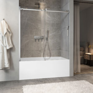 Zitta Minia Bathtub door 60", in alcove, in chrome