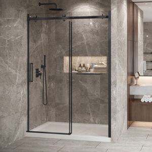 Zitta Bellini 2.0 Shower door 60", in alcove, in matte black