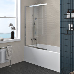 Zitta Verdi Bathtub screen 40", in alcove, in chrome