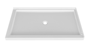 ZITTA Shower base 48 x 32, in a corner, wall on the right side, in glossy white