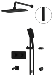 AQUABRASS INABOX02 Shower/bath faucet with SPOUT 3-WAY SHARED, VALVE T12123 INCLUDED, BLACK