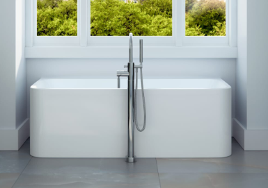 NEPTUNE Belgrade 3260 AFR Acrylic Wall-Mount Freestanding Center Drain Bathtub in White