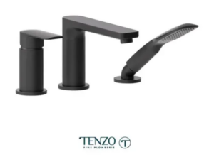 TENZO Delano 3 pieces deck mount tub ﬁller Mat Black