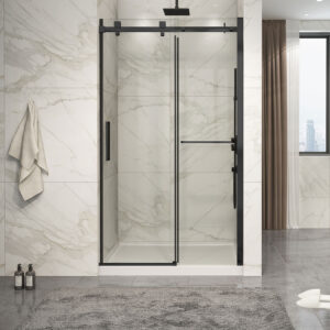 Zitta Piazza 2.0 Shower door 48", in alcove, in matte black