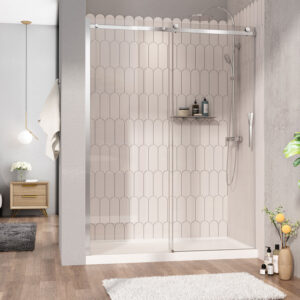 Zitta Vaia Shower door 60", in alcove, in chrome