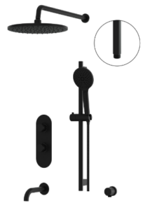 AQUABRASS Showerboxn02 New Thermostatic shower trim kit 3-way shared, BLACK, VALVE NOT INCLUDED