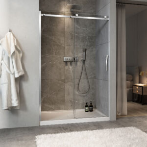 Zitta Minia Shower door 54", in alcove, in chrome