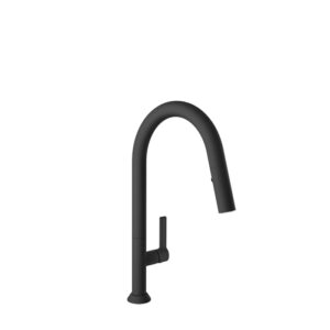 Baril Arte H16 High single-hole kitchen faucet with 2-function pull-down spray matte black