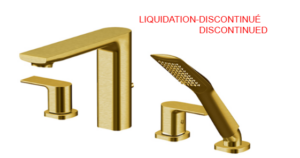 AQUABRASS TOWN OF MOUNT ROYAL 4-piece deckmount tub filler with handshower, Brushed Gold PVD, (Product discontinued, available while supplies last)