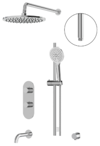 AQUABRASS Showerboxn02 New Thermostatic shower trim kit 3-way shared, CHROME, VALVE NOT INCLUDED