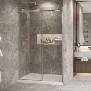 Zitta Bellini 2.0 Porte de douche 54", en alcôve, en nickel brossé