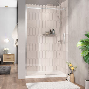 Zitta Vaia Shower door 48", in alcove, in chrome