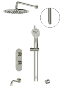 AQUABRASS Showerboxn02 New Thermostatic shower trim kit 3-way shared, POLISHED NICKEL, VALVE NOT INCLUDED