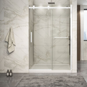Zitta Piazza 2.0 Shower door 54", in alcove, in matte white