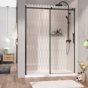 Zitta Vaia Shower door 60", in alcove, in matte black