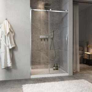 Zitta Minia Shower door 48", in alcove, in chrome