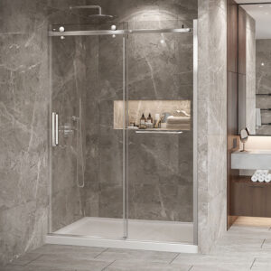 Zitta Bellini 2.0 Shower door 60", in alcove, in chrome