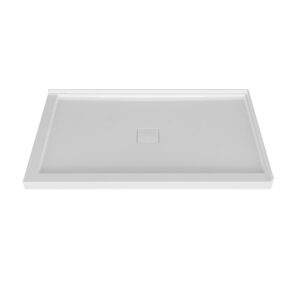 Zitta Shower base 54 x 36, in a corner, wall on the right side, in glossy white