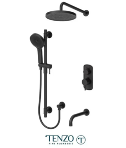 TENZO Alyss, Ensemble de douche T-Box, 3 fonctions Noir Mat, Valve Incluse
