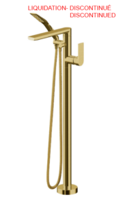 AQUABRASS 15084 TOWN OF MOUNT ROYAL Floormount tub filler with handshower Brushed Gold PVD (Product discontinued, available while supplies last)