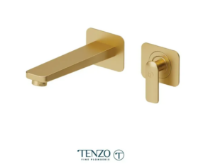 TENZO Delano Wall mount lavatory faucet Drain Not Included Brushed Gold